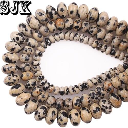 Natural Spotted Stone UFO Abacus Spacer Beads Dalmation Dot Stone Diy Fashion Charms Beads Handmade Jewelry Making Accessories