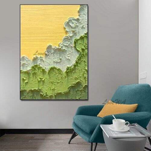 New Arrival Home Good Wall Art Canvas Painting With Yellow And Green Colors Frameless Wall Picture Modern Art For Living Room
