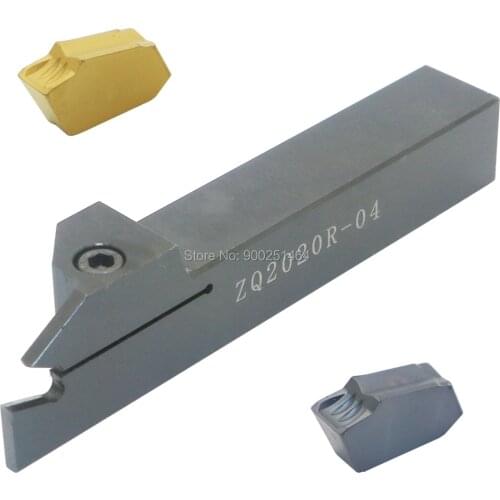 CNC Cutting Knife, Grooving Tool Holder ZQ2020R-4（20mm）, with 4 GTN-4 (SP400) 4mm Carbide Grooving Blades