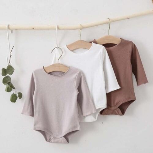 Baby Clothes Long sleeve Baby Boys Girl Jumpsuit Cotton Solid color Round Neck Triangle Rompers Infant Cotton Shirt