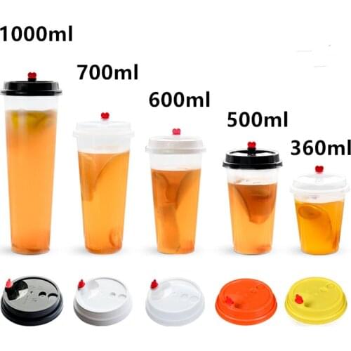 50pcs Hard plastic cup disposable coffee cup 360ml 500ml 600ml 700ml 1000ml milk tea juice beverage cup birthday party favor cup