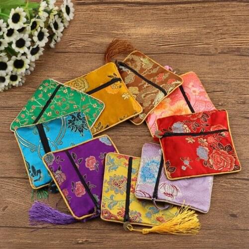 Wholesale 15PCS Multicolor square zipper disk jewelry bag wenwan cloth bag bracelet bag Jewelry bag 11X11CM