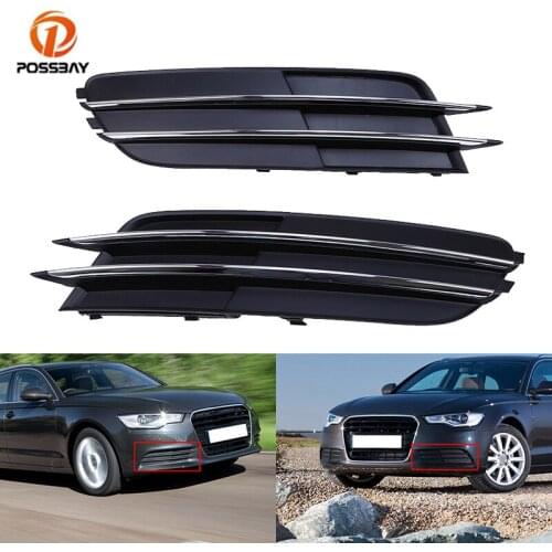 POSSBAY 2Pcs Front Lower Grilles Hood Sport Grills Car Exterior Accessories for Audi A6 C7 Sedan Avant 2011-2015 Pre-facelift