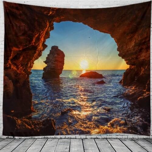 Beach Print Wall Tapestry Hanging Flower Psychedelic Tapestry Wall Hanging Decor Halloween Deco