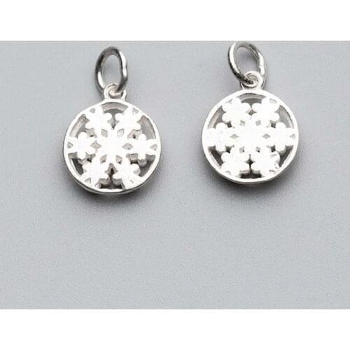 925 Sterling Silver Romantic Christmas Snow Charm Fit Women Bracelets Bangles DIY Jewelry Making Findings Silver Dangle Pendants