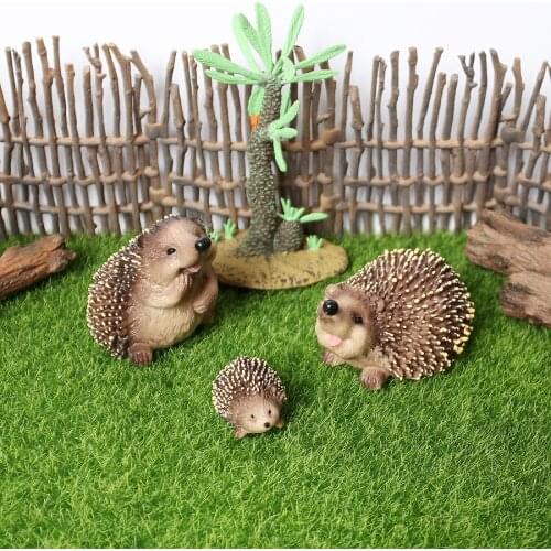 Realistic Hedgehog Forest Animal Figures Cake Toppers,Woodland Creatures Hedgehog Family Toy educational Figurines Set