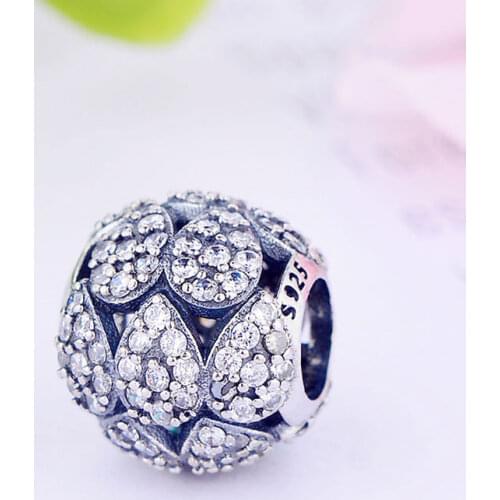 925 Sterling Silver Teardrop Mix Zirconia Stone Ball Bead Fit Original Charm Bracelet For Making Jewelry Christmas Berloque DIY