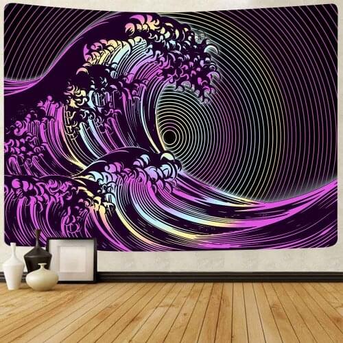 Simsant Trippy Mushroom Tapestry Great Ocean Wave Kanagawa Wall Hanging Tapestries for Living Room Bedroom Home Decor