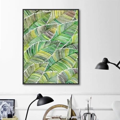 Nordic Decoration Home Art Posters and Prints Leaf Green Plants Canvas Painting Art Wall Pictures for Living Room No Frame