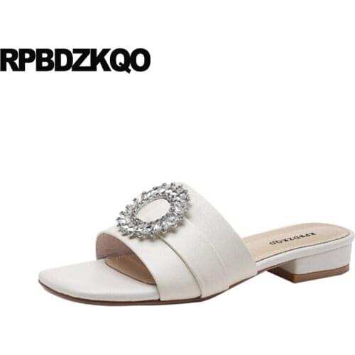 Shoes Jewel Slides Slip On Holiday Women Sandals Flat Summer 2021 Diamond Rhinestone Famous Brand Slippers Crystal Embellished