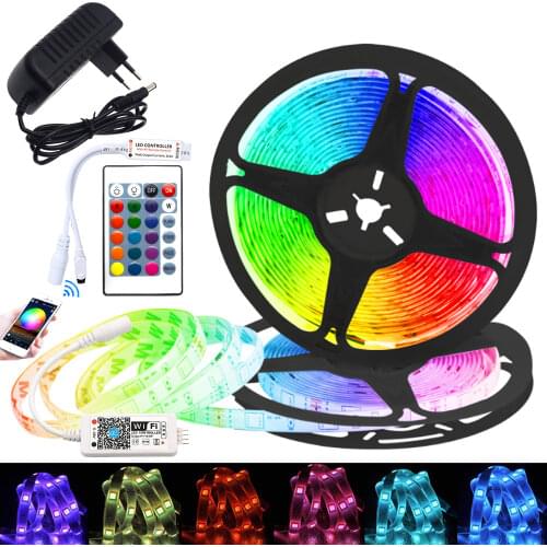 2835 5050 RGB Led Strip Lights Wall Lamp Flexible Ribbon IR Bluetooth WiFi Controller DC 12V for Room Lights Decor Tv Backlight