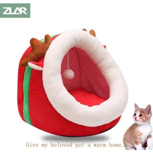 Warm Cat Bed Sweet Pet Basket Cozy Kitten Lounger Cushion Cat House For Washable Cave Cats Beds Tent Soft Small Dog Cat Mat Bed