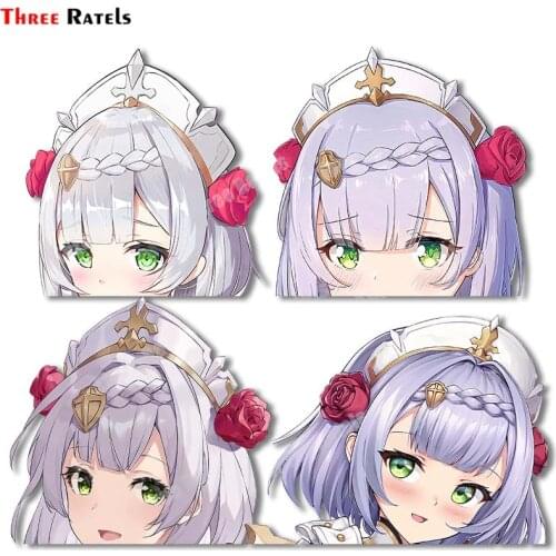 Three Ratels A939 Anime Noelle Genshin Impact Stickers For Passat b5 Car Accessories Big Head Decor Decals Vinyl Material