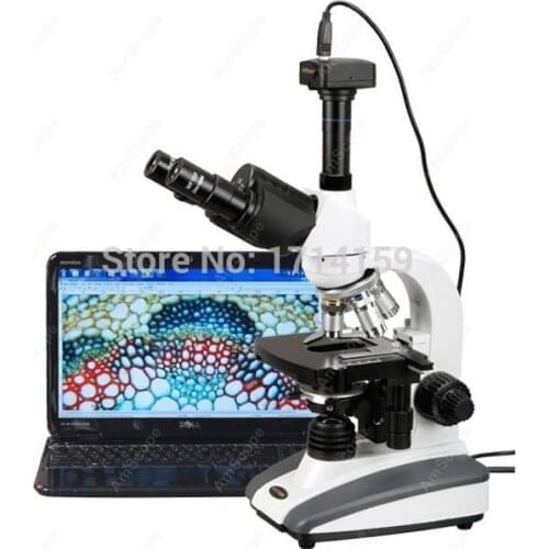 Veterinary--AmScope Supplies 40X-2000X Biological Compound LED Microscope + 9MP Digital Camera