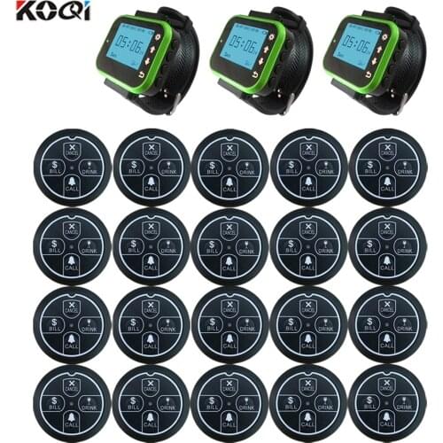 Restaurant Waiter Call Vibrator Service Equip 433MHZ Green Watch Pager Transmitter Button 200M In Open Area