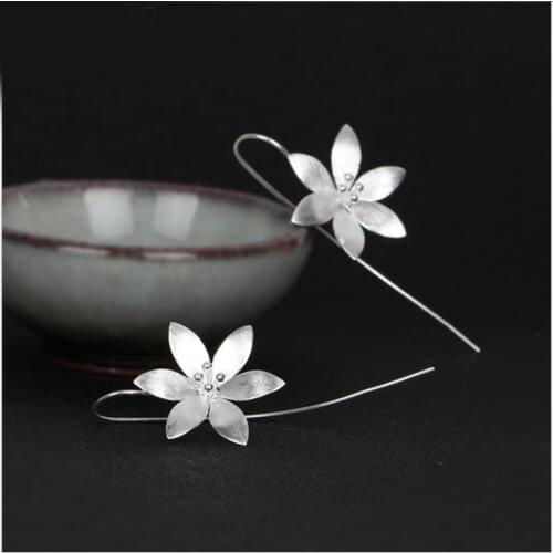 Korean Boho Big Lotus Flower Drop Earrings For Women Geometric Ear Jewelry Statement Jewelry Girls Birthday Gifts