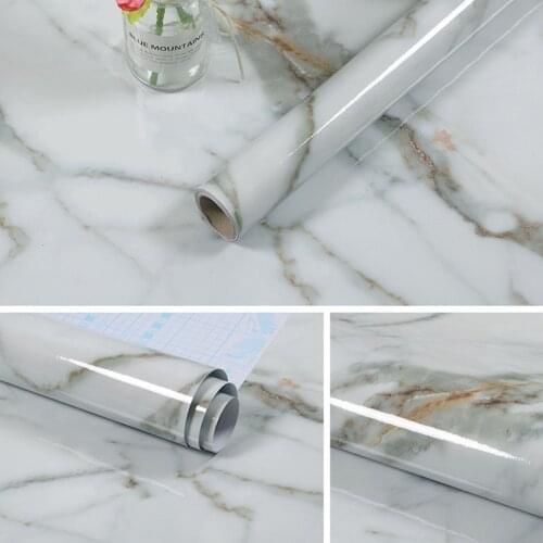 3M/5M Waterproof Wall Paper Marble Wall Stickers Self-Adhesive Vinyl Film Wallpaper Stickers Kitchen Countertops Contact Paper