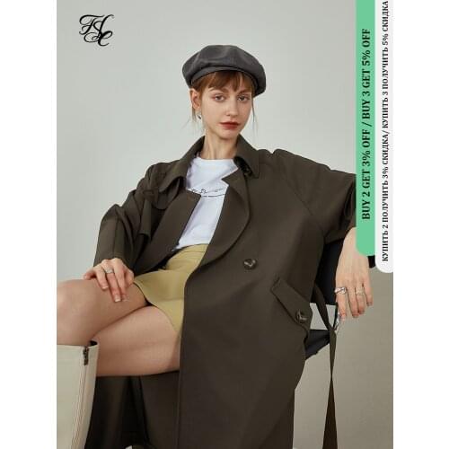 FANSILANEN Office Lady Newly Autumn 2021 Womens High-end Drape Long Windbreaker Jacket New Fall Loose Fashion Womans Coat