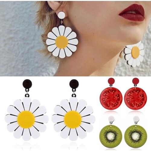Women Drop Earrings Earrings Cool Punk Fashion Big Fruit Summer Green Avocado Cherry Exaggerated Cute watermelon