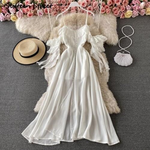 Maxi dresses for womenSummer chic off shoulder short sleeve Backless vintage vestido de mujer sexy dress y2k clothing women 2021