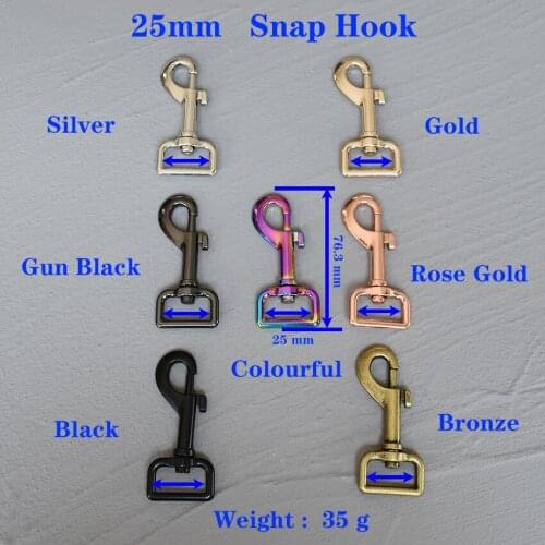 1 Pcs 25mm Metal Snap Hook Trigger Lobster Clasps Clips Flat Bottom Spring Gate Leather Craft Pet Leash Bag Strap Belt Webbing
