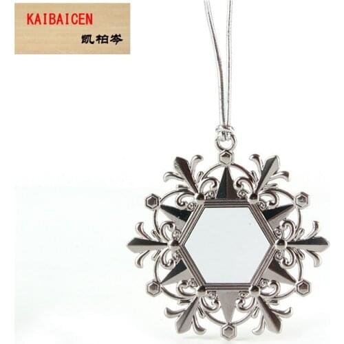 100pcs/lot Blank Sublimation Metal snowflake Round aeolian bells Christmas ornament For Heat Transfer press Machine decoration