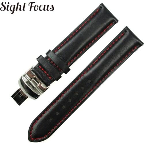 19mm 20mm Red Stitching Leather Strap for Victorinox Tissot 1853 T41 T17 Watch Band Starfish Series Butterfly Buckle Watchband