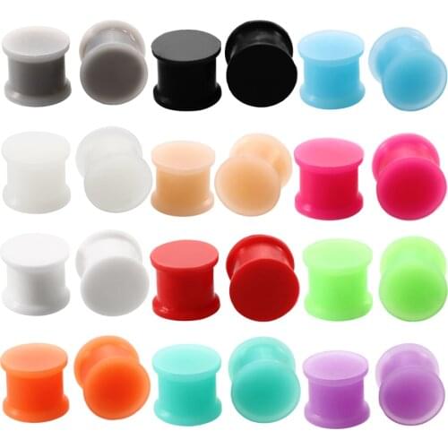 2Pcs Silicone Ear Tunnel Flesh Flexible Hider Plugs Piercing Mixed Colors Double Flare Plug Ear Expander Stretcher Body Jewelry