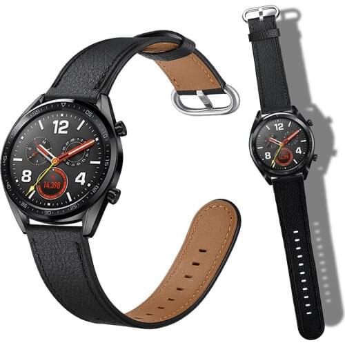 22MM Leather Watchband For Huawei Watch GT/GT 2 46MM For Samsung S3 Frontier Galaxy Watch 46MM Watch Strap Replacement Band
