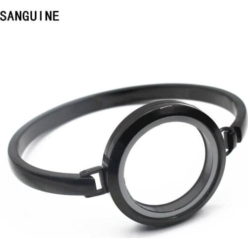 5pcs/lot Black 316L Stainless Steel Floating Locket Charms Bracelet Twist 30mm Glass Lockets Bracelet&Bangles DIY Jewelry