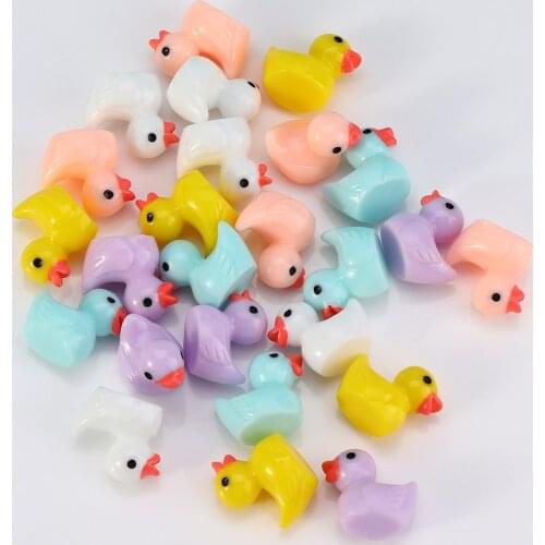 5Pcs Cute White Blue Pink Yellow Purple Ducklings Miniature Figurine Ornaments for Fairy Garden Decor