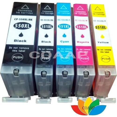 5PK High Quality Compatible For PGI 550 CLI 551 Ink Cartridg for PIXMA MG5460 MG6360 Ip7260 MX925 MG5450 MG5550 MG6350 IP7250