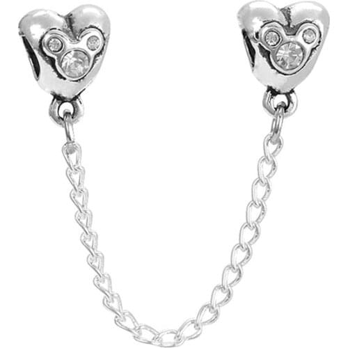 Plata de ley Wholesale alloy crystal big hole DIY bracelet safety chain accessories CLP031