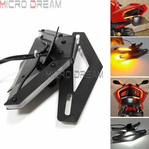 For Ducati Panigale V4 R S Rear License Plate Frame Holder Bracket Turn Signals LED Light Tail Tidy Fender Eliminator 2018 2019