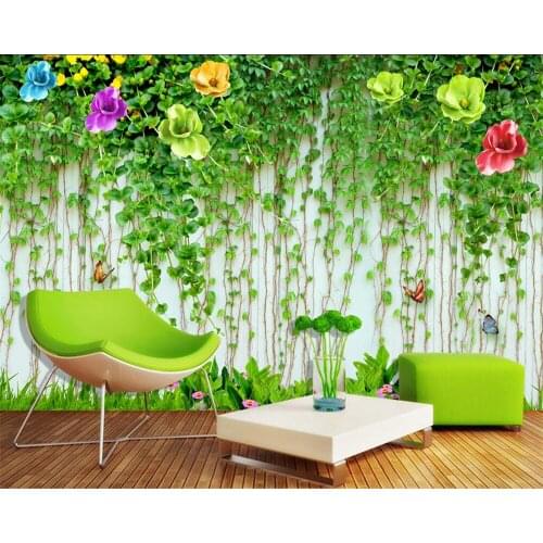 Custom mural flower rattan wall 3D TV background wall living room bedroom restaurant hotel decoration painting papel de parede