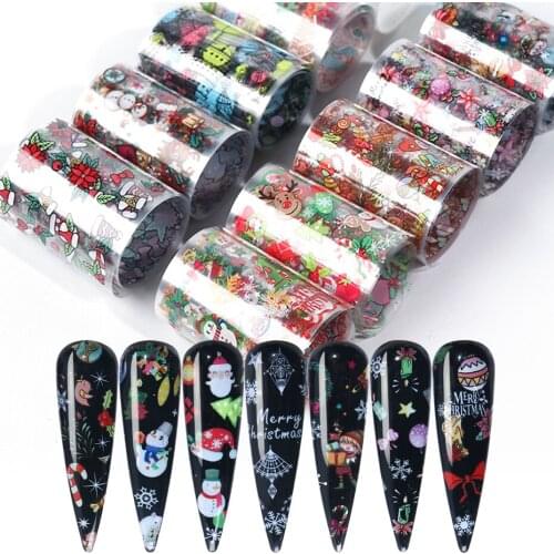 Holographic Christmas Nail Foil Winter Snowflake Leaf Xmas Transfer Sticker Paper Nail Art Decal DIY Decoration Manicures LE1036