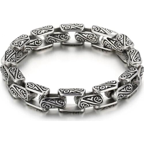 HAOLYNJOY Vintage 9mm 11mm Totem Chain Cuban Chain Stainless Steel Mens Charm Bracelet Punk Jewelry