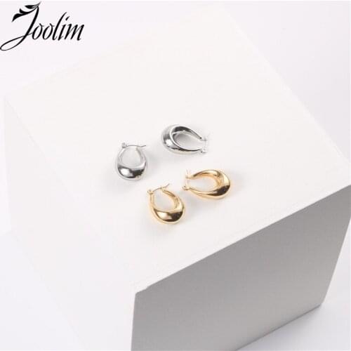 Joolim Chunky High End Gold Finish Hoop Earring Trendy Jewelry