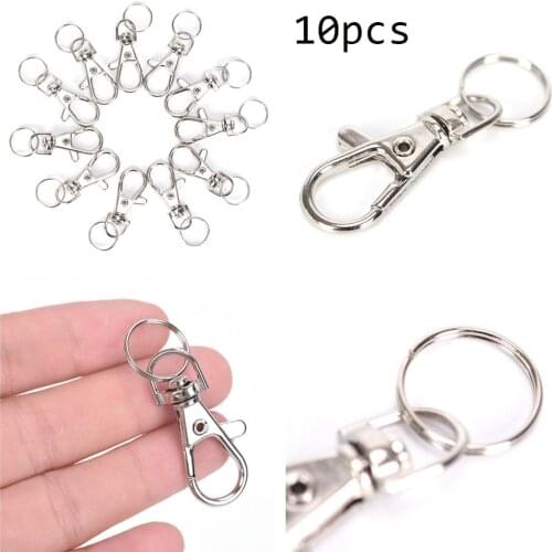 10pcs/lot Classic Key Chain Ring Metal Swivel Lobster Clasp Clips Key Hooks Keychain Split Ring DIY Bag Jewelry Wholeales