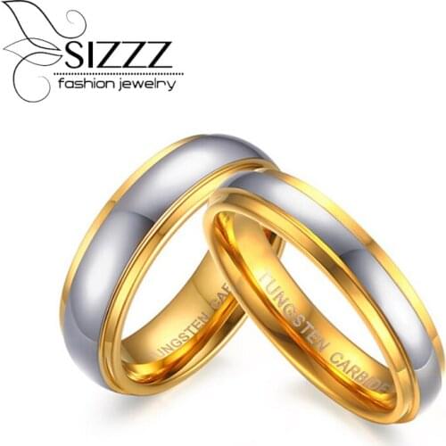 Sizzz Jewelry His & Hers Polishing Center Step Edge Tungsten Carbide Wedding Band Ring for Woman Men 6MM/4MM Price for 1Pce