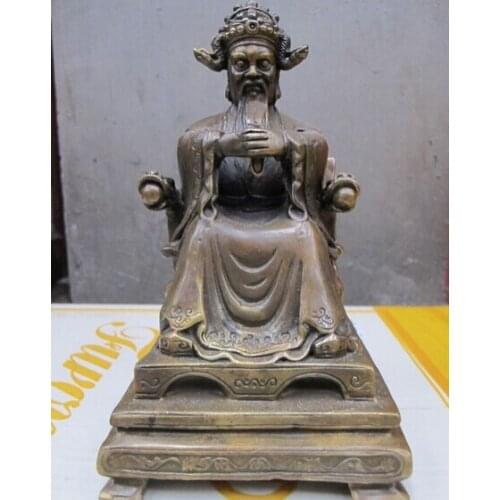 Collectible bronze S2230 China Bronze Taoism god of heaven supreme jade emperor Yu-huang on dragon chair