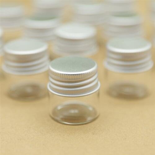 100 pieces 30*30mm 10ml Small Glass Bottles Test Tube Aluminum Caps Glass Jars Transparent Containers DIY Craft Vial Bottle