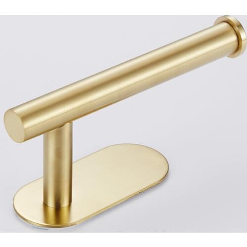Brushed Gold Adhesive Toilet Paper Holder Wall Haning Roll Holder Stainless Steel Paper Towel Holder Bathroom Decoration