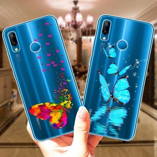 Cute Blue Colorful Butterfly Soft Cover For Huawei P40 Lite E P20 P30 Lite Pro P10 Lite Y5 Y6 Y9 2018 2019 Silicone Clear Cases