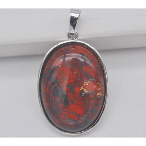 Natural Breciated Jaspe r Stone Bead Oval GEM Pendant Jewelry For Gift S924