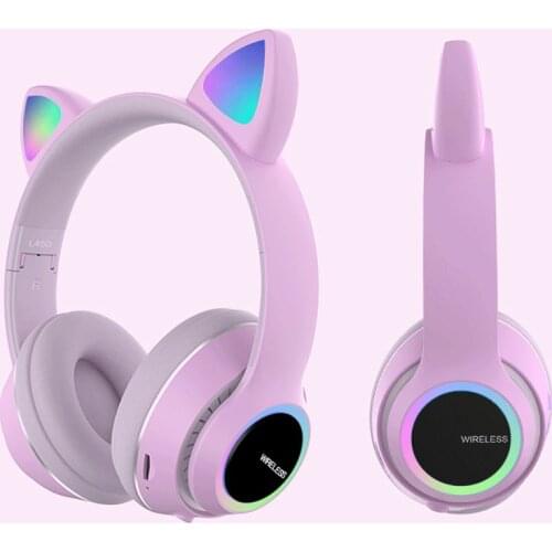 New L450 cute cat ear bluetooth headphones foldable with mic subwoofer HiFi music girl headset supports TF card FM