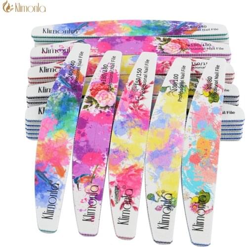 25pcs/Lot Printing Flower Nail File Buffer Grit 80/100/150/180/240 Manicure UV Gel Washable Nail UV Gel Polish Sanding File Tool