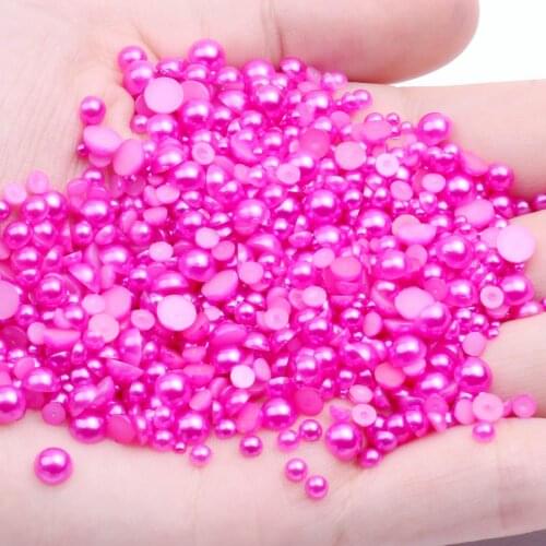 Rose Color Half Round Imitation Pearls 1.5-14mm Crafts Scrapbook Glue On ABS Resin Beads DIY 3D Nails Art Jewerly Accessories