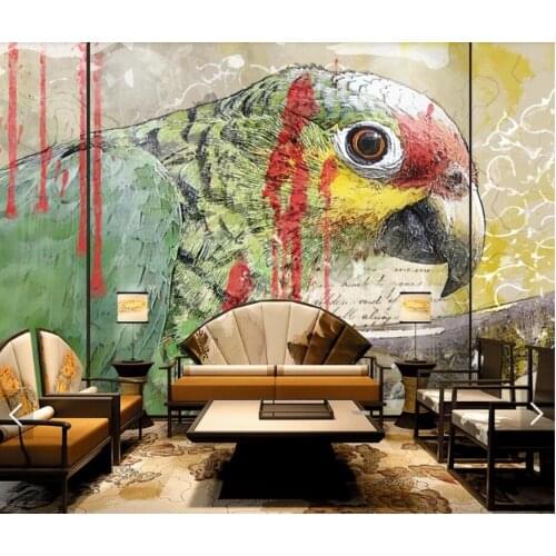 Hand Painting Watercolor Parrot Feather Wallpaper Mural Wall Decor Wall Paper Rolls Home Improvement Wall Murals Contact Paper