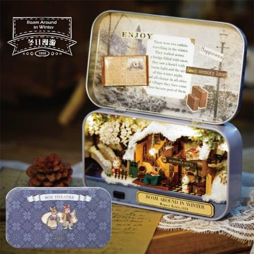 DIY Wooden Dollhouse Assembled Mini Box Flower Miniature Scene with Furniture Doll House Casa Toys for Children Adult Gifts